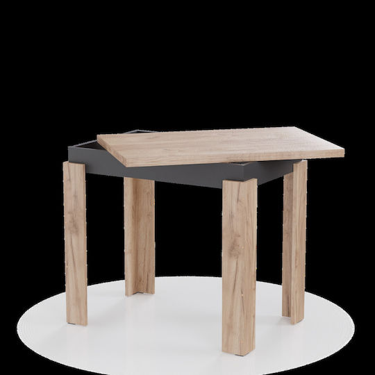 Family Table Kitchen Extendable Wooden Gold Oak-carbon black 90x60x77cm