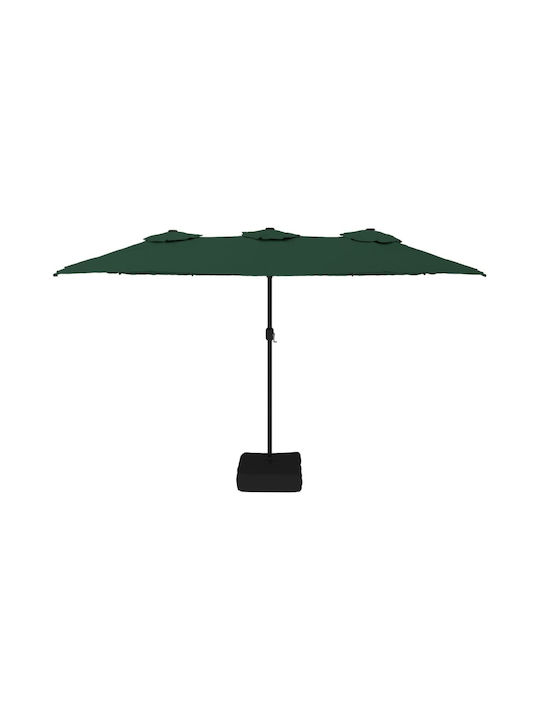 Umbrella Floor Round Metal Green with Base & LED Lighting 4.49x2.65m