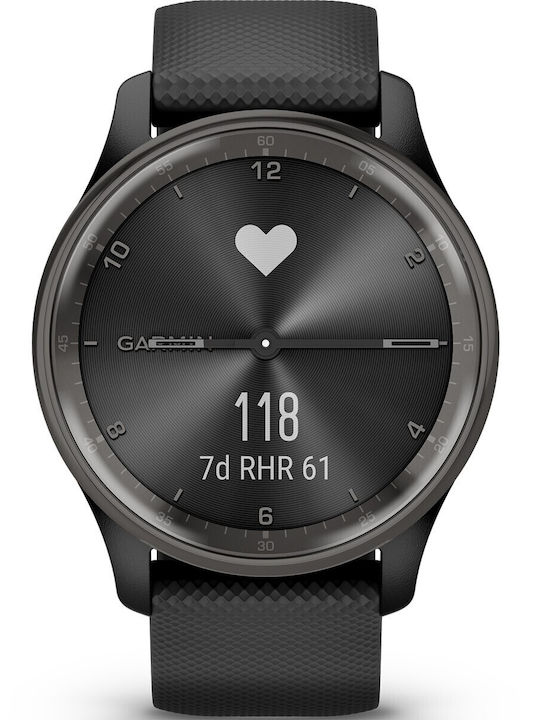 Garmin vívomove Trend Stainless Steel 40mm Waterproof Smartwatch with Heart Rate Monitor (Black)