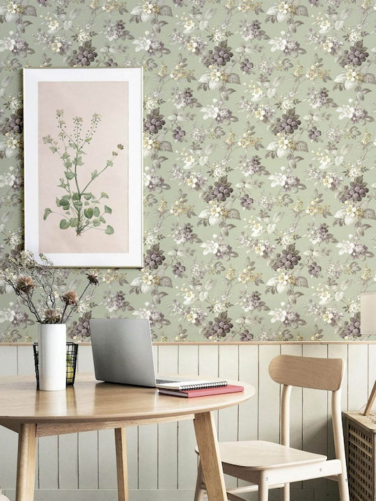 Wallpaper Fiori Country 8 Paper Green L1005xW53cm