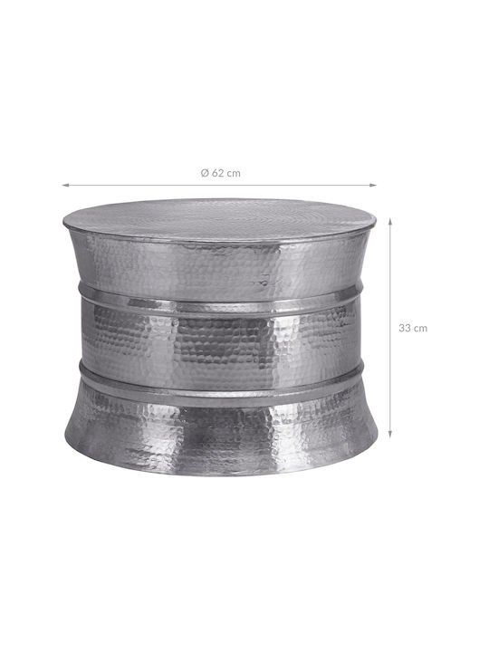 Round Central Aluminum Coffee Table Silver 62x62x33 cm