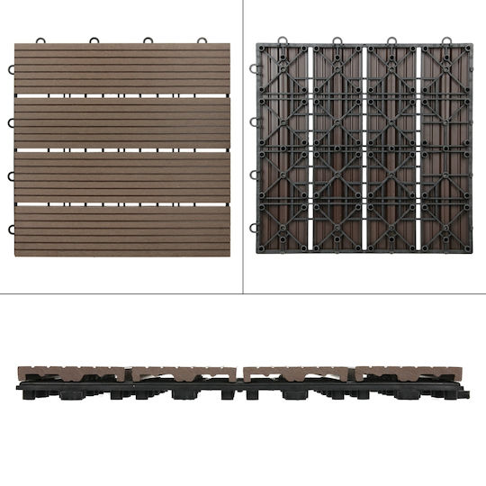 ECD Germany Плочка за градински под от Дървο 30x30бр 1бр