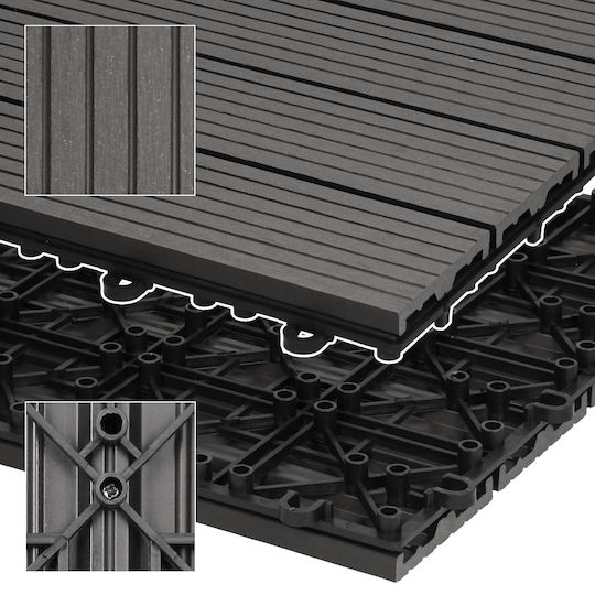 ECD Germany WPC Garden Decking Board 60x30cm 6pcs