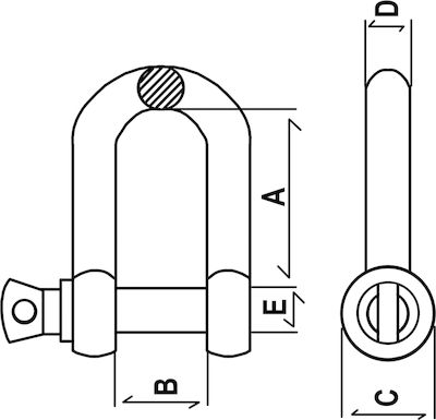 Eval Marine-Schlüssel des Bootes Verzinkter Typ D Schlüssel 32mm