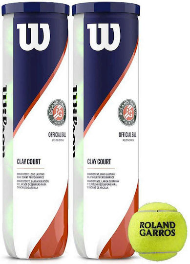 Wilson Roland Garros Clay Court Μπαλάκια Τένις για Τουρνουά 8τμχ