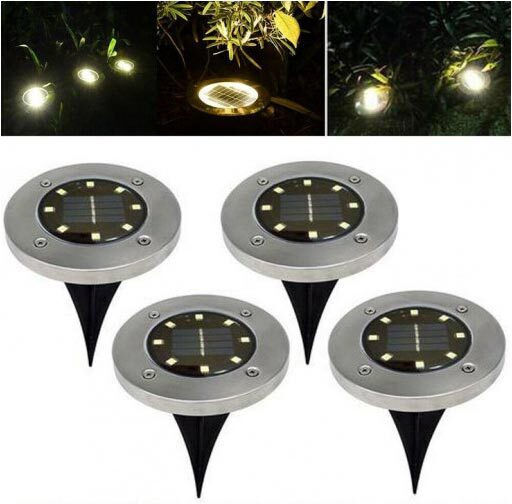Set of 4 Stake Solar Lights with Natural White Light 4000K IP67 11.5cmx11.5cmx13cmcm