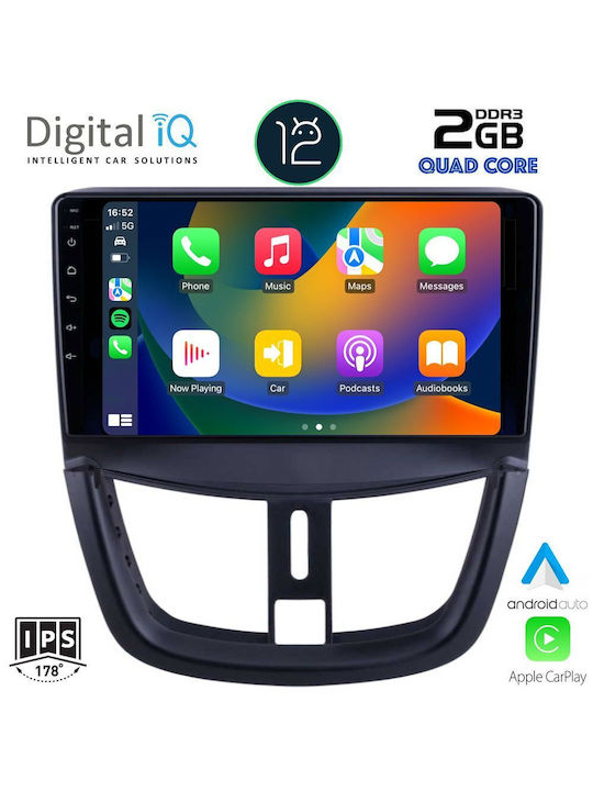 Digital IQ Sistem Audio Auto pentru Peugeot 207 2007> (Bluetooth/AUX/WiFi/GPS/Apple-Carplay) cu Ecran Tactil 9"