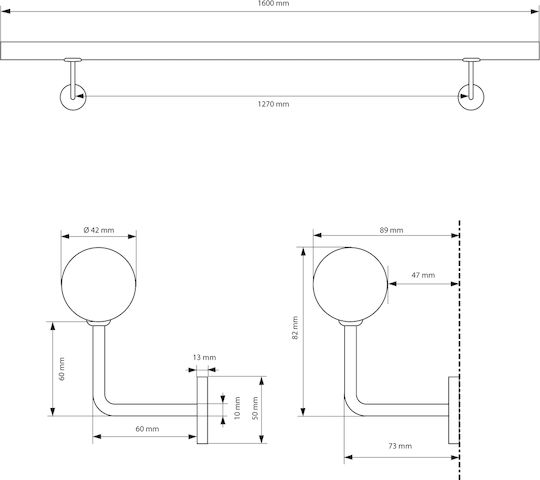 ECD Germany Decking Railings Fitting with Wall Mount 160x4.2cm