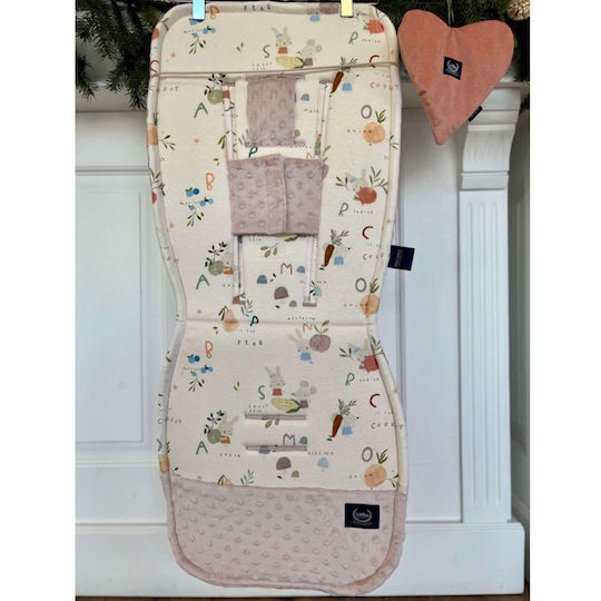 La Millou Stroller Seat Liner Double Sided Abc Fruits 36.5x85cm Pink