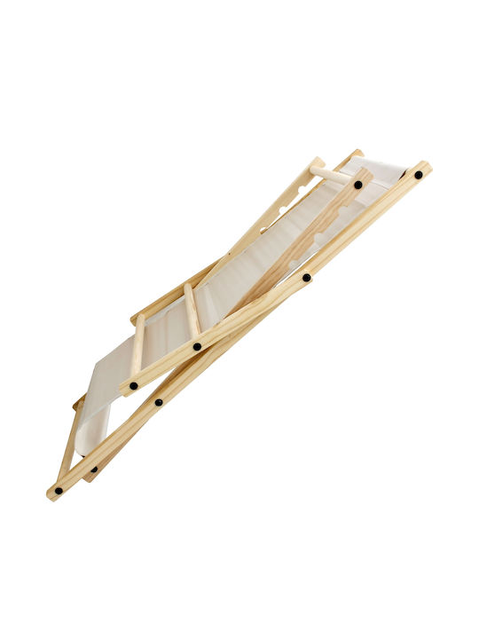 Σεζλόνγκ Ξύλινη με Μπεζ Ύφασμα 117x52x10cm