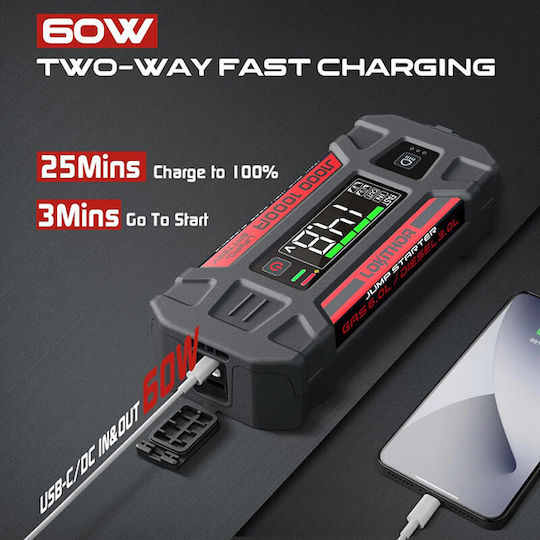 Lokithor J1000 Portable Car Battery Jump Starter 1000A with Power Bank / USB 12V