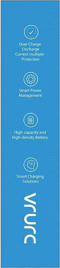 Vrurc ACE100 Power Bank 10000mAh 20W με 2 Θύρες USB-A και Θύρα USB-C Power Delivery / Quick Charge 3.0 Μαύρο