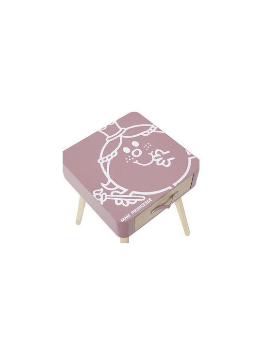 Wooden Kids Bedside Table Pink 35x35x48cm