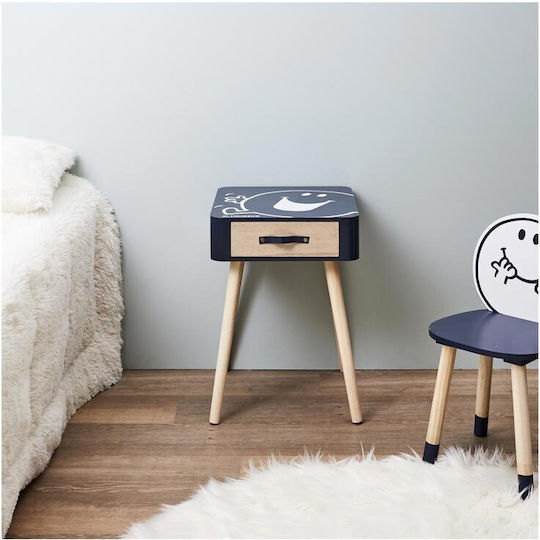 Wooden Kids Bedside Table Navy Blue 35x35x48cm