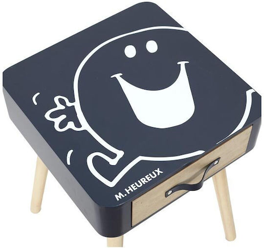 Wooden Kids Bedside Table Navy Blue 35x35x48cm