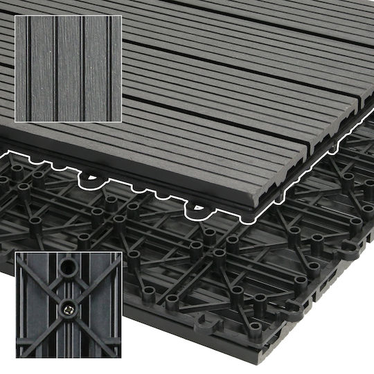 ECD Germany Terrassendiele für Gartenboden aus WPC 30x30cm 1Stück