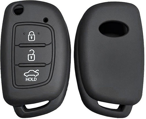 Silicone Car Key Cover Case with 3 Buttons for Hyundai Black
