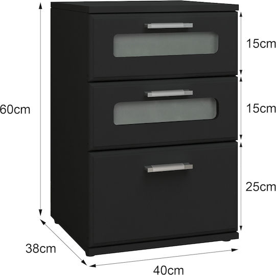 Чекмеджета Графично От MDF И Метал Черен 40x60x38см