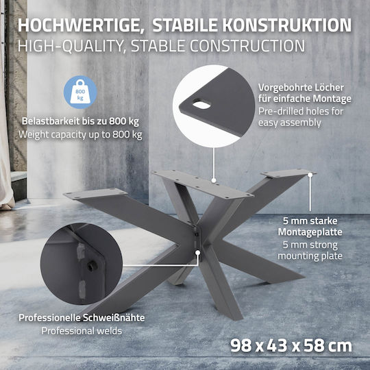 ML-Design Βάση Τραπεζιού Μεταλλική Γκρι 98x58x43cm