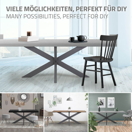 ML-Design Βάση Τραπεζιού Μεταλλική Γκρι 78x71x150cm