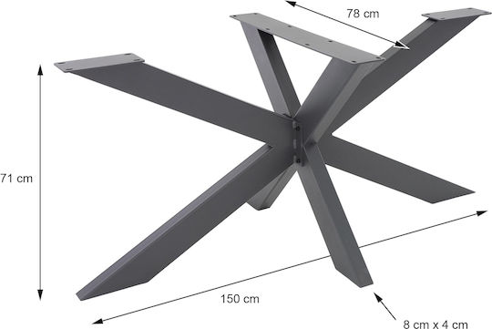ML-Design Βάση Τραπεζιού Μεταλλική Γκρι 78x71x150cm