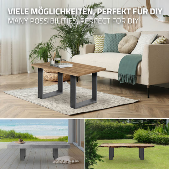 ECD Germany Metallic Furniture Leg Suitable for Table Coffee Table Office 30x43cm Gray