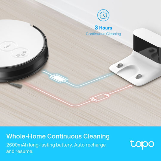 TP-LINK RV10 Σκούπα Ρομπότ με Αυτονομία έως 180min και Κάλυψη Χώρου έως 200τ.μ. Λευκή