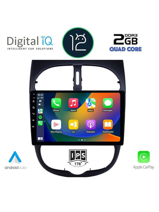 Digital IQ Car Audio System for Peugeot 206 1998-2006 (Bluetooth/USB/WiFi/GPS/Apple-Carplay) with Touch Screen 9"