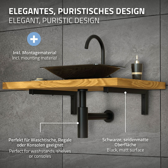ML-Design Heavy-Duty Metallic Corner Shelf Black 400x150mm 490006973