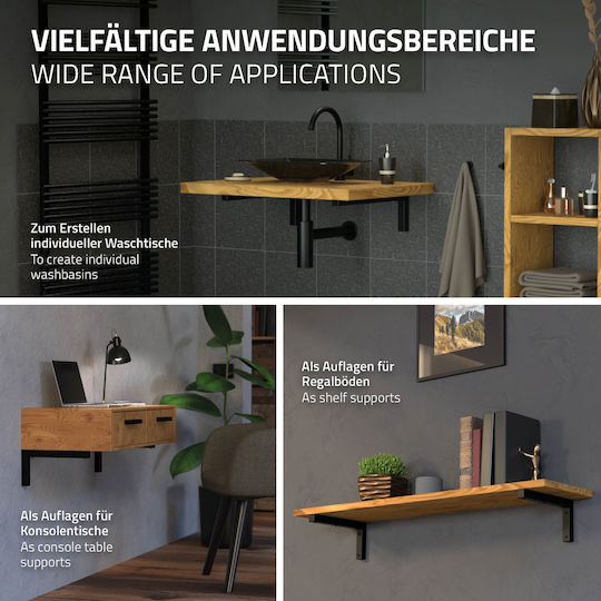 ML-Design Heavy-Duty Metallic Corner Shelf Black 400x150mm 490006973