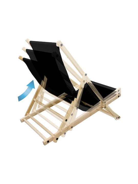 Liegestühle Holz mit Schwarz Stoff 117x52x10cm
