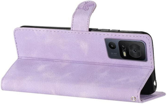 Butterfly Flower Wallet Μωβ (TCL 40 SE)