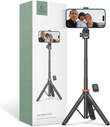 Tech-Protect L03S Selfie Stick Cell Phone Tripod Bluetooth Black