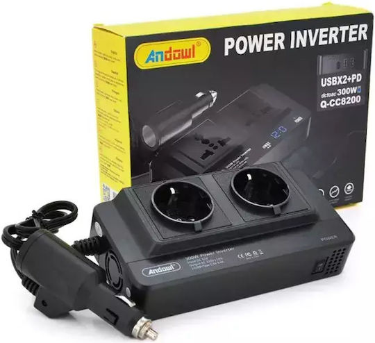 Andowl Car Inverter Modified Sinewave 300W for 12V DC with 2xUSB