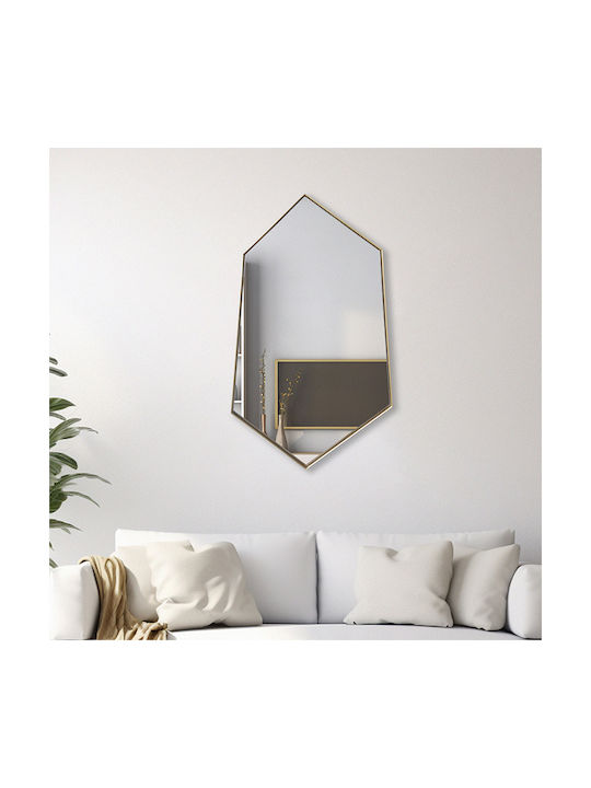 Pakketo Wall Mirror with Gold Metallic Frame 51x31cm 1pcs