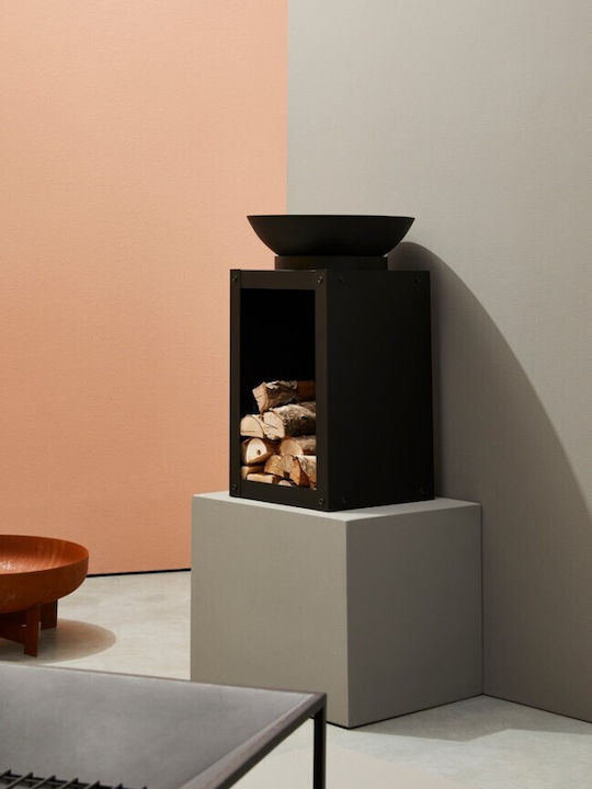 Bizzotto Illinois Kamin Draußen Metallisch Schwarz 60x60x31cm
