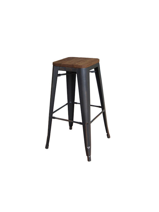 Relix Wood Metallic Garden for Bar Stool Black 43x43x76cm