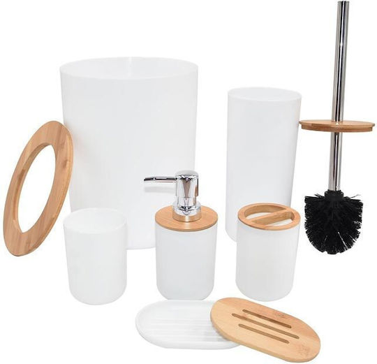 Plastic Bathroom Accessory Set White 6pcs