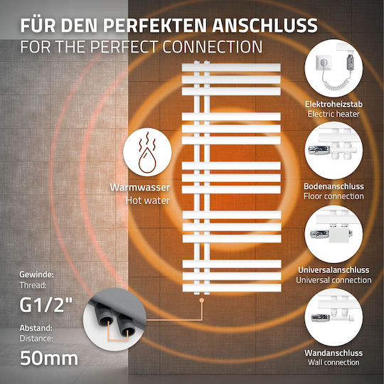 ECD Germany Șină pentru prosoape de Baie 1200x500 Albă