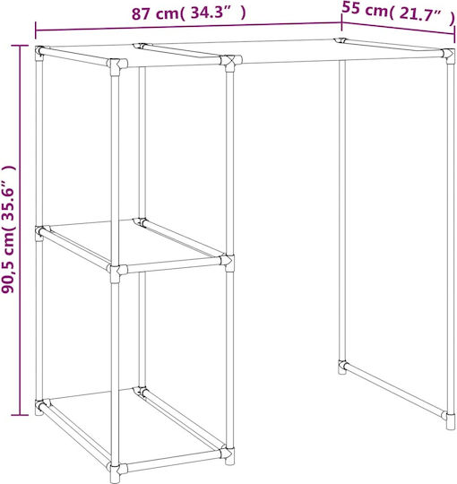 vidaXL An der Wand montiert Badezimmerregal Metallisch mit 3 Regalböden 87x55x90.5cm Braun