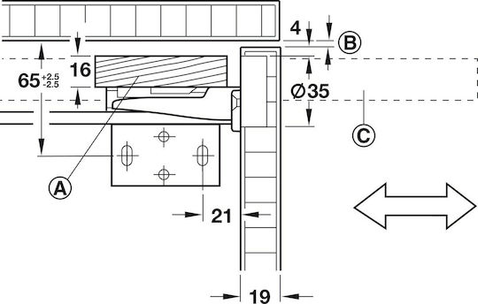 Hafele Mecanism Mobilier din Metal 1buc 500ΜΜ