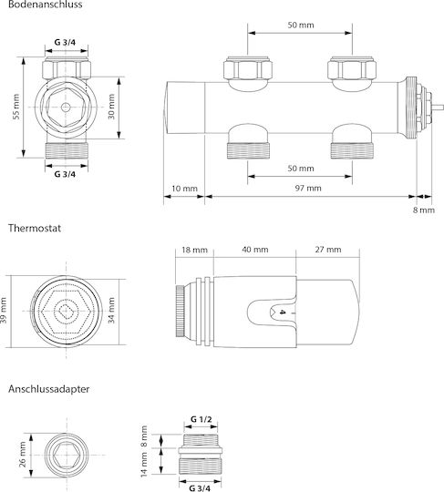ECD Germany Πετσετοκρεμάστρα Μπάνιου 1600x480 Λευκή