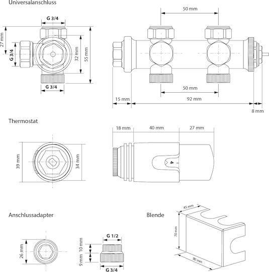 ECD Germany Șină pentru prosoape de Baie 480x1600 Albă