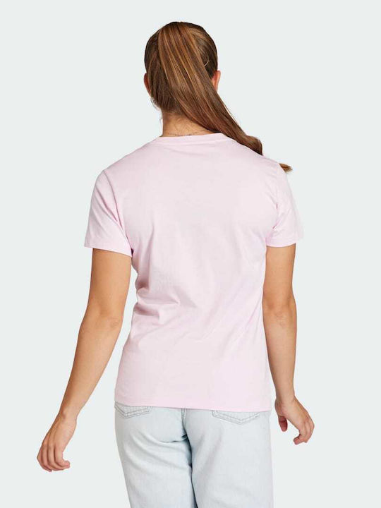 Adidas Γυναικείο Αθλητικό T-shirt με Διαφάνεια Ροζ
