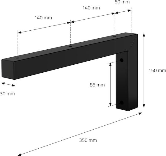 ML-Design Heavy-Duty Metallic Corner Shelf Black 350x150mm 490006971