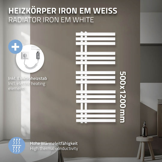ECD Germany Iron Em Elektrische Handtuchheizkörper 900W 120x50cm Weiße