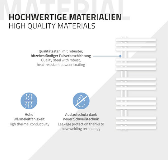 ECD Germany Iron Em Elektrische Handtuchheizkörper 900W 120x50cm Weiße