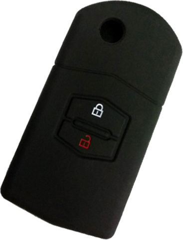 Silicone Car Key Cover Case with 2 Buttons for Mazda Black