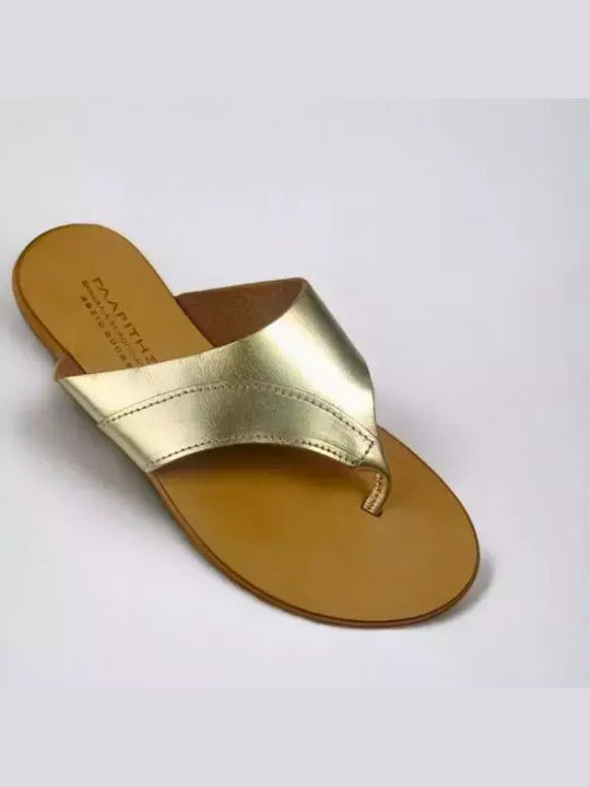 Damen Flache Sandalen in Gold Farbe