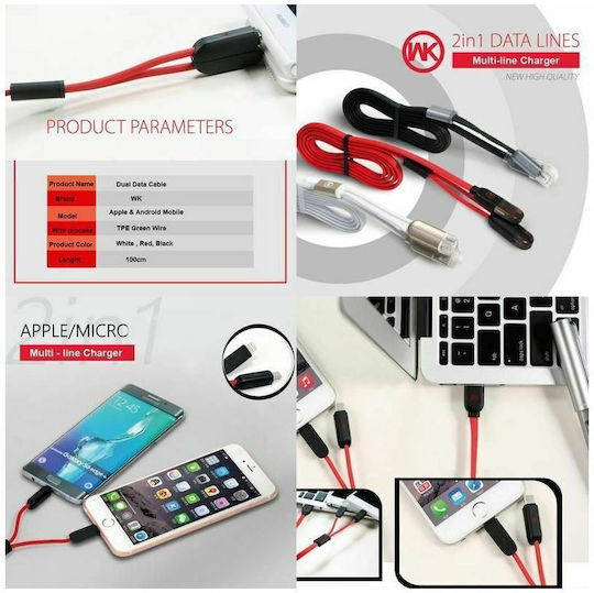 WK 1m Flat USB 2.0 to micro USB Cable (WDC-001)